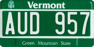 VT license plate AUD957