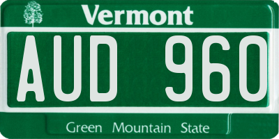 VT license plate AUD960