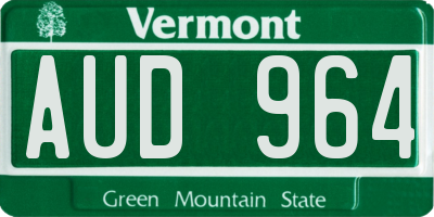 VT license plate AUD964