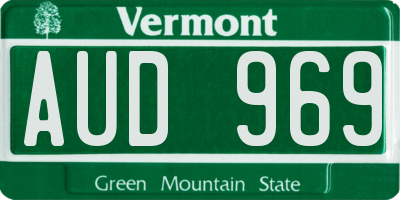 VT license plate AUD969