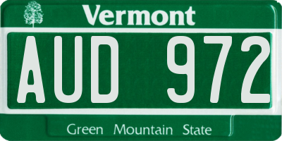 VT license plate AUD972