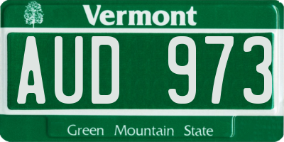 VT license plate AUD973