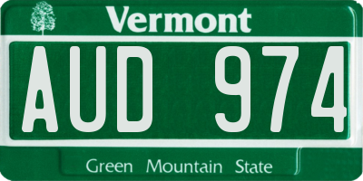 VT license plate AUD974