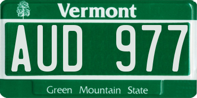 VT license plate AUD977