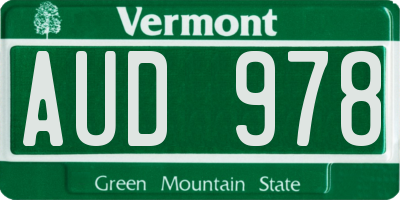 VT license plate AUD978
