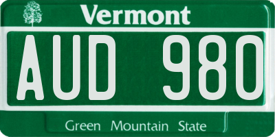 VT license plate AUD980