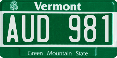 VT license plate AUD981