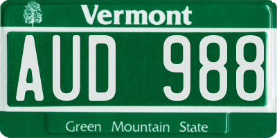 VT license plate AUD988