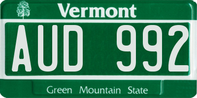 VT license plate AUD992