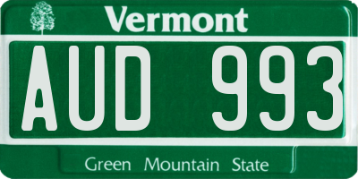VT license plate AUD993
