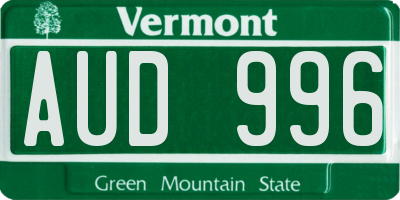 VT license plate AUD996