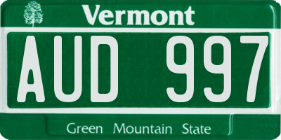 VT license plate AUD997