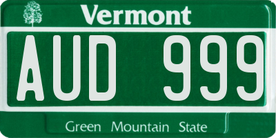 VT license plate AUD999