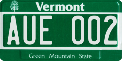 VT license plate AUE002