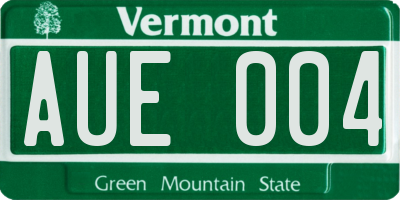 VT license plate AUE004