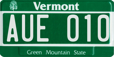 VT license plate AUE010