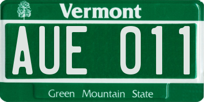 VT license plate AUE011