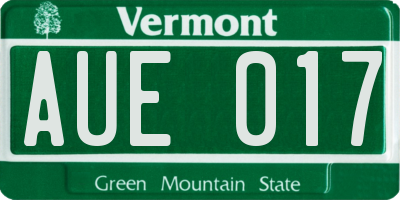 VT license plate AUE017