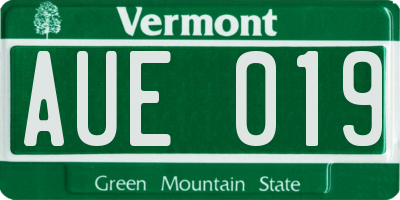 VT license plate AUE019