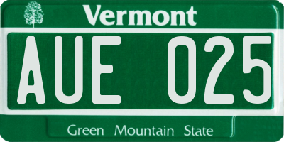 VT license plate AUE025