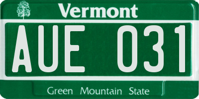 VT license plate AUE031