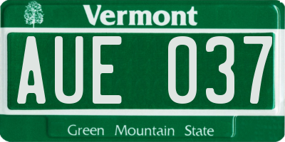 VT license plate AUE037