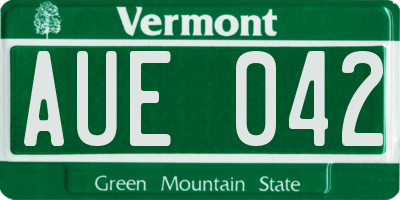 VT license plate AUE042