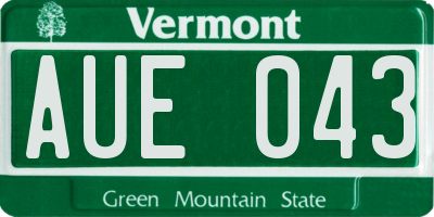 VT license plate AUE043