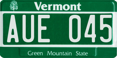 VT license plate AUE045