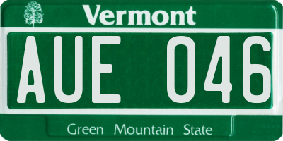 VT license plate AUE046