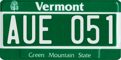 VT license plate AUE051