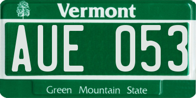 VT license plate AUE053