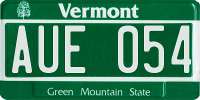 VT license plate AUE054