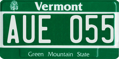 VT license plate AUE055