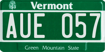 VT license plate AUE057