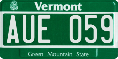 VT license plate AUE059