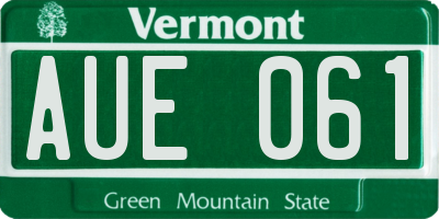 VT license plate AUE061