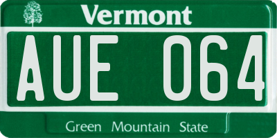VT license plate AUE064