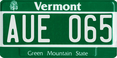 VT license plate AUE065