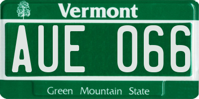 VT license plate AUE066