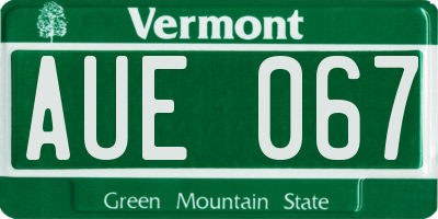 VT license plate AUE067