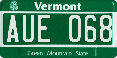 VT license plate AUE068