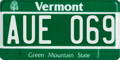 VT license plate AUE069