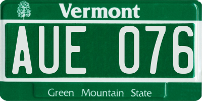 VT license plate AUE076