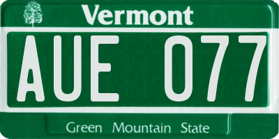 VT license plate AUE077
