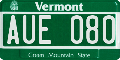 VT license plate AUE080