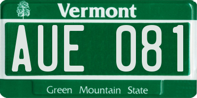 VT license plate AUE081