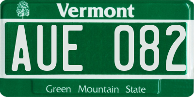 VT license plate AUE082