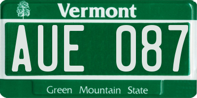 VT license plate AUE087