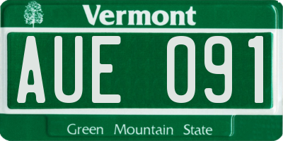 VT license plate AUE091